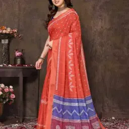 Women Zari Bordered Saree with Unstitched Blouse Piece-image-12