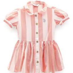 Girls Striped Cotton Fit & Flare Dress-picture-53
