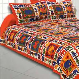 240TC Geometric Print Double Bedsheet with Pillow Covers-14