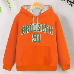 Girls Typographic Print Regular Fit Hoodie-image-8