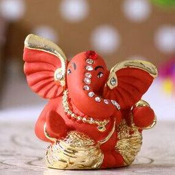 Gold Plated Orange Mini Kaan Ganesha Decorative Showpiece for Car-image-70