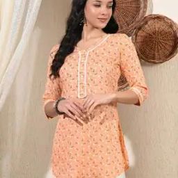 Women Floral Print Straight Tunic-image-5