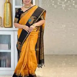 Women Banarasi Silk Saree with Contrast Border-image-71