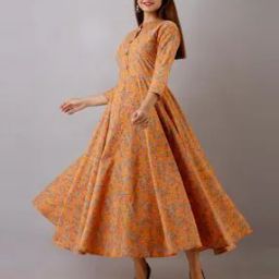Floral Printed Collar-Neck Dress-image-40