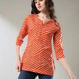 Women Leheriya Print Straight Kurti-picture-17