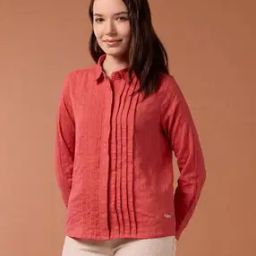 Women Embroidered Regular Fit Cotton Shirt-image-92