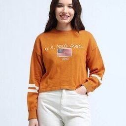Women Logo Embroidered Regular Fit Crew-Neck Pullover-image-70