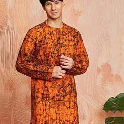 Men Printed Regular Fit Long Kurta with Mandarin Collar -picture-24