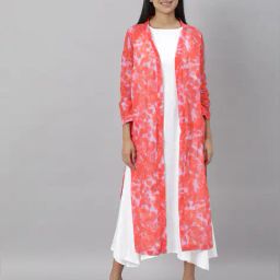 rareism Printed Open-Front Longline Shrug image 1
