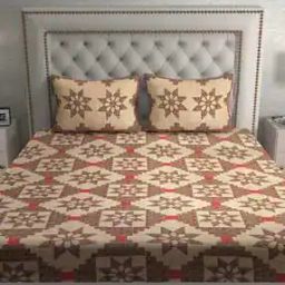 Geometric Print Cotton Double Bedsheet with Pillow Covers-12