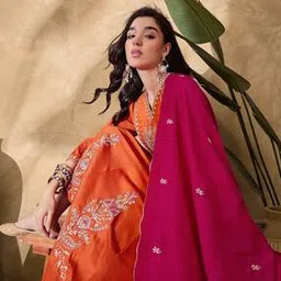 Zari Sequence Thread Cording Embroidery A-Line Kurta Set-8