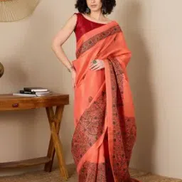 Women Madhubani Design Tussar Silk Saree-image-41