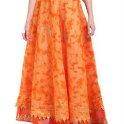 Embroidered Flared Skirt with Drawstring Waist-32