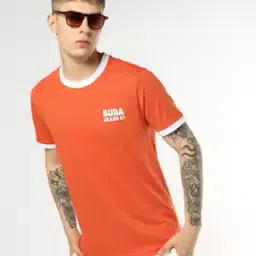 Men Logo Print Regular Fit Crew-Neck T-Shirt-image-60