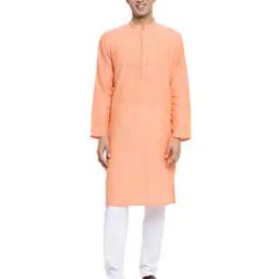 Embroidered Long Kurta with Band Collar-image-58