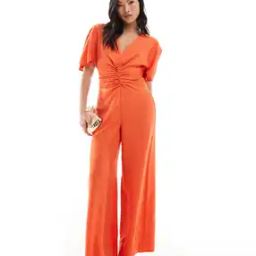 Petite Ruched Front Cutouts Back Jumpsuit-picture-49