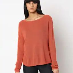 Women Ribbed Boat-Neck Pullover-image-21