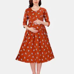 Maternity A-line Dress with Feeding Zipper-image-11