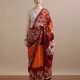 Women Floral Print Pure Cotton Saree-image-12