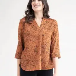 Floral Print Top with V-neck-image-21