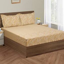 160 TC Floral Print Double Bedsheet with Pillow Covers-image-2