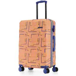 Geometric Print Luggage Bag with Number Lock-11