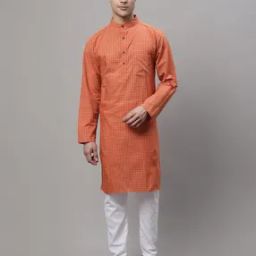 Checked Long Kurta with Patch Pocket-51