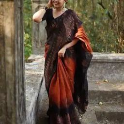 Woven Banarasi Saree with Contrast Border-image-6