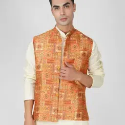 Men Printed Regular Fit Nehru Jacket-image-32