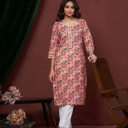 Women Floral Print Straight Kurti-picture-19