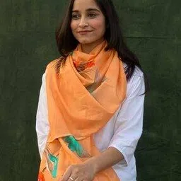 Women Floral Print Scarf with Tapering Border-image-22