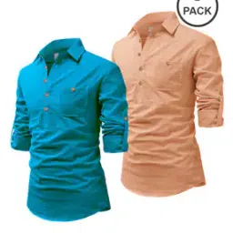 Pack of 2 Short Kurtas with Patch Pocket-image-50