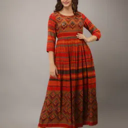 Embellished Round-Neck A-line Dress-image-1