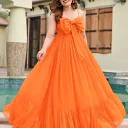 Women Gown Dress with Strappy-Sleeves-image-19