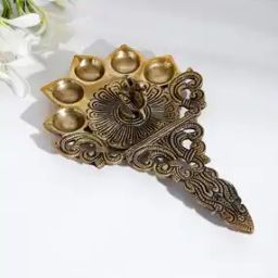 Brass Mehnoor Casted Peacock Oil Lamp-image-72