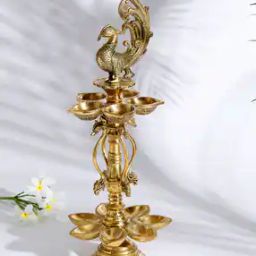 Brass Mehnoor Casted Bird Oil Lamp-41