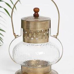 Antique Brass Nihaal Metal Cutwork Lantern Table Lamp-31