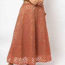 Mid-Rise Chanderi Skirt with Drawstring Waistband-image-13