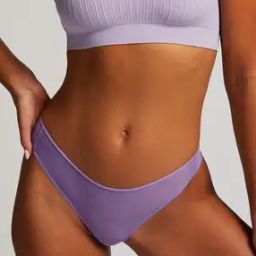 Women Invisible Brazilian Striped Mesh Thong Panties-image-8
