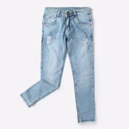 Girls Mid-Wash Distressed Jeans-image-77
