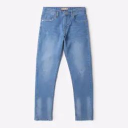 Lightly Washed Distressed Slim Fit Jeans-image-12
