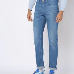 Men Lightly Washed Distressed Slim Fit Jeans-image-10