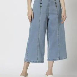 Women Light-Wash Relaxed Fit Wide-Leg Jeans-image-21