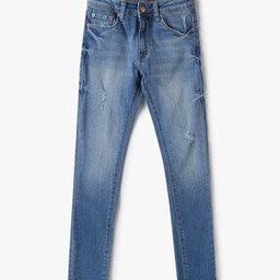 Girls Mid-Wash Distressed Slim Fit Jeans-image-91