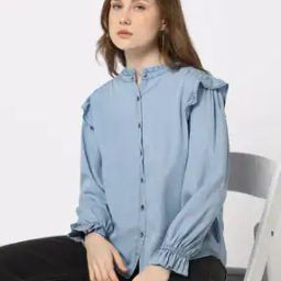 Women Washed Relaxed Fit Denim Shirt-image-22