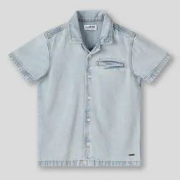 Boys Denim Washed Shirt with Welt-image-71