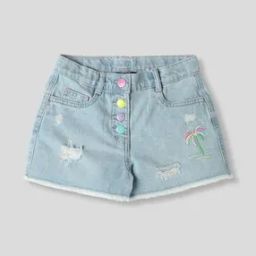 Girls Washed Regular Fit Shorts-image-40