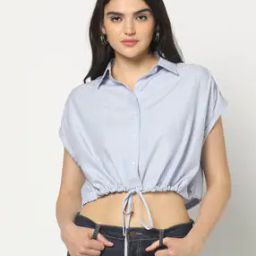 Women Striped Tailored Fit Crop Shirt-picture-49