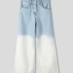 Girls Dip & Dye Wide-Leg Cotton Jeans-image-5