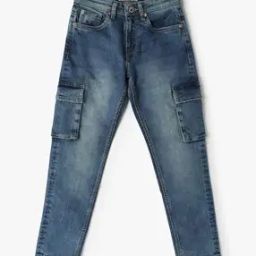 Boys Mid-Wash Relaxed Fit Cargo Jeans-picture-36